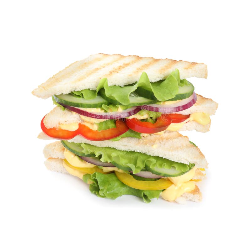 Two Tasty Vegetarian Sandwiches Isolated on White Stock Photo Image