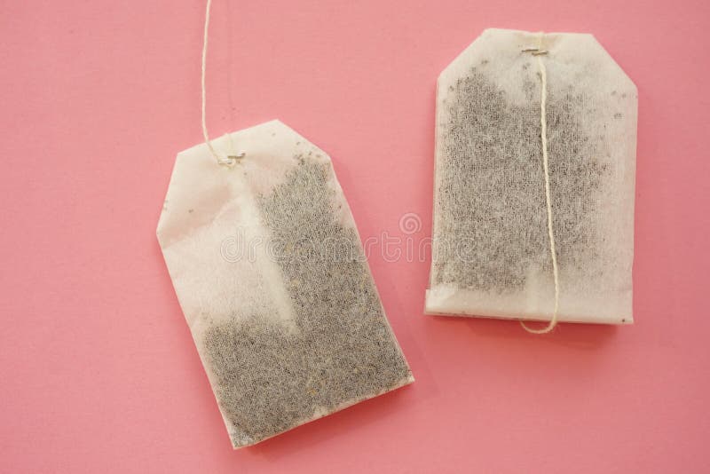 Two Tea Bags on Pale Pink Table Stock Photo Image of health, mockup