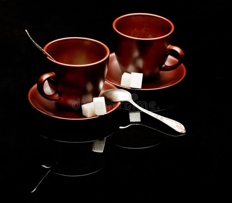 Two Tea Cups with Teaspoons Stock Image Image of shot, cocoa 63345425