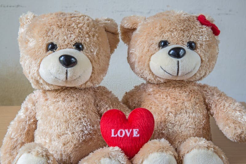 Two teddy Bear with Heart stock image. Image of celebration - 53879471