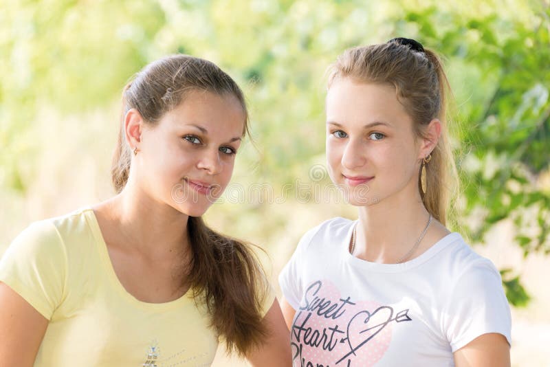 Two Teen Girls In Nature Stock Image Image Of Long