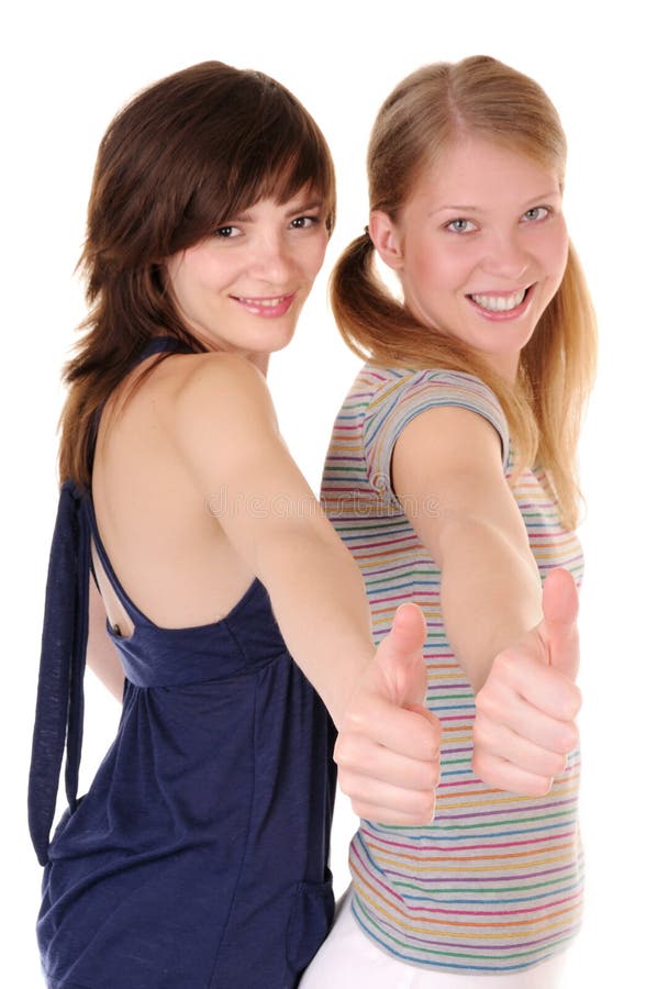 Two Teenagers Showing Thumbs