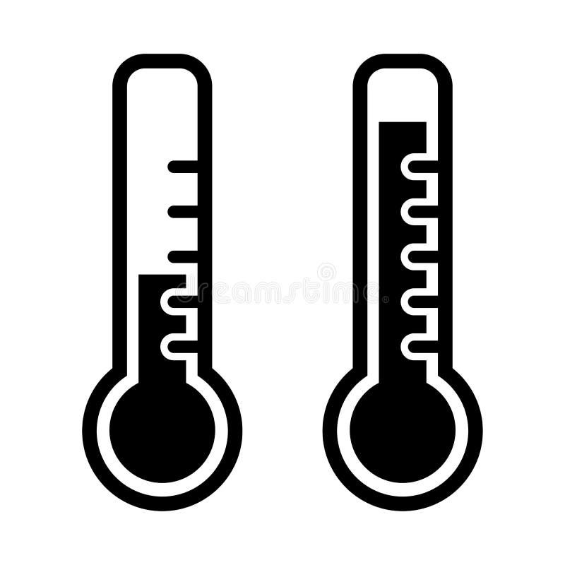 Two Thermometers Icon with Scale. Vector Illustration Stock