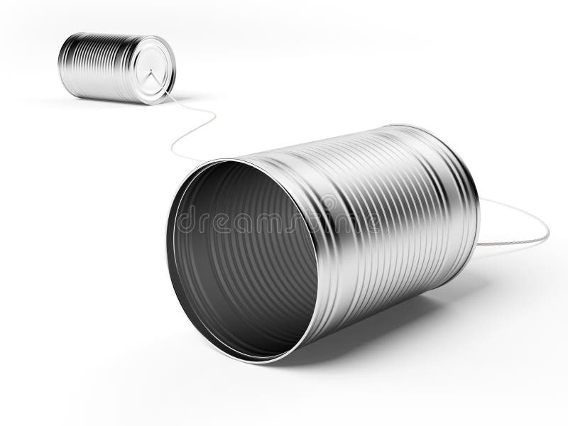 Two Tin Cans Attached with String Stock Illustration Illustration of