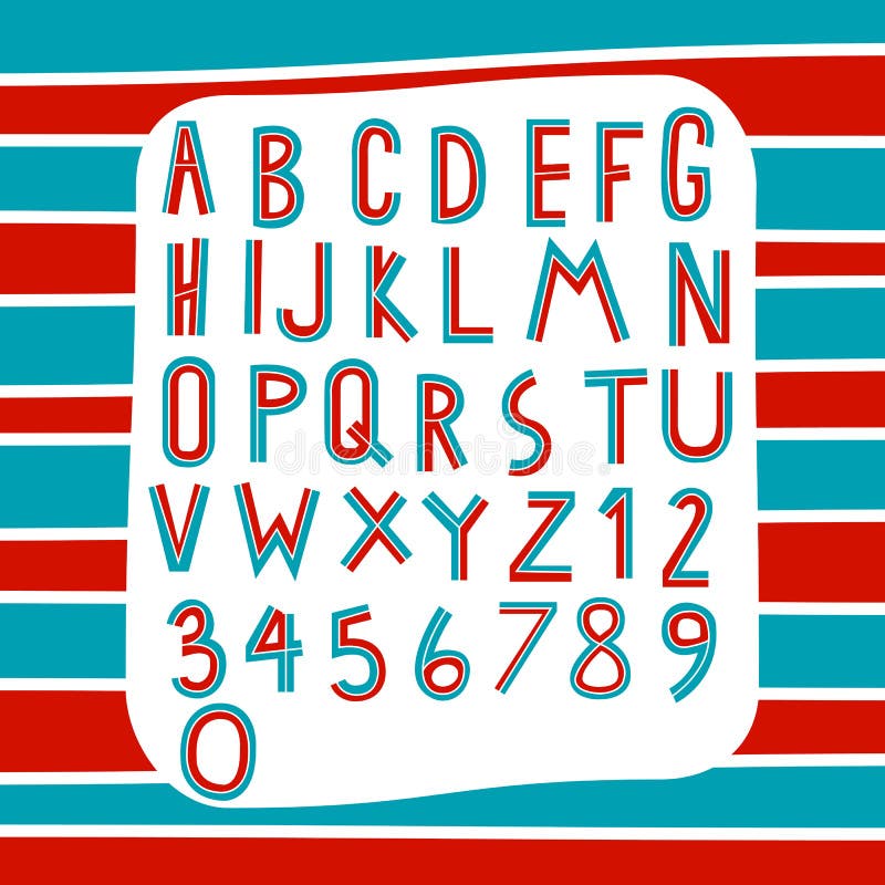 Two tone alphabet on stripe background vector