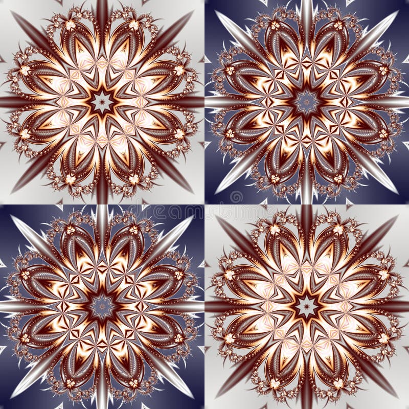 Two-tone pattern with floral star and square ornament. You can u stock illustration