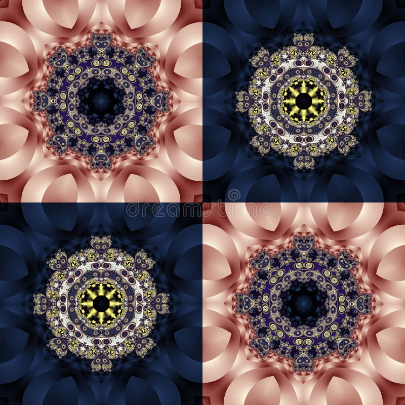 Two-tone pattern with petals and square ornament. You can use it for invitations, notebook covers, phone case, postcards, cards stock illustration