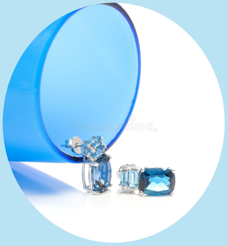 Two Toned Aquamarine And Diamond Stud Earrings