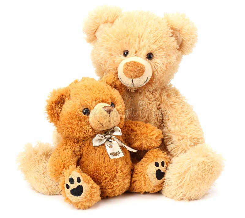 Two Toy Teddy Bears Isolated on White Background Stock Photo - Image of ...