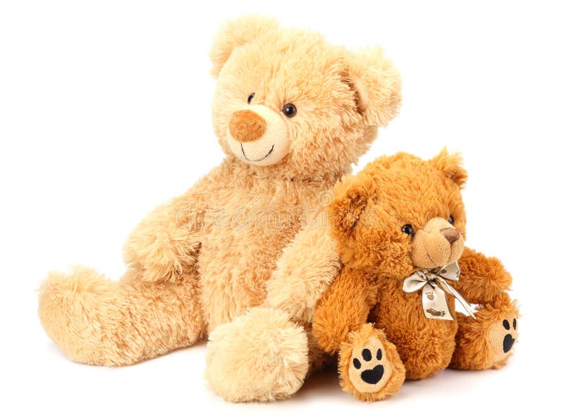 Two Toy Teddy Bears Isolated on White Background Stock Image - Image of ...