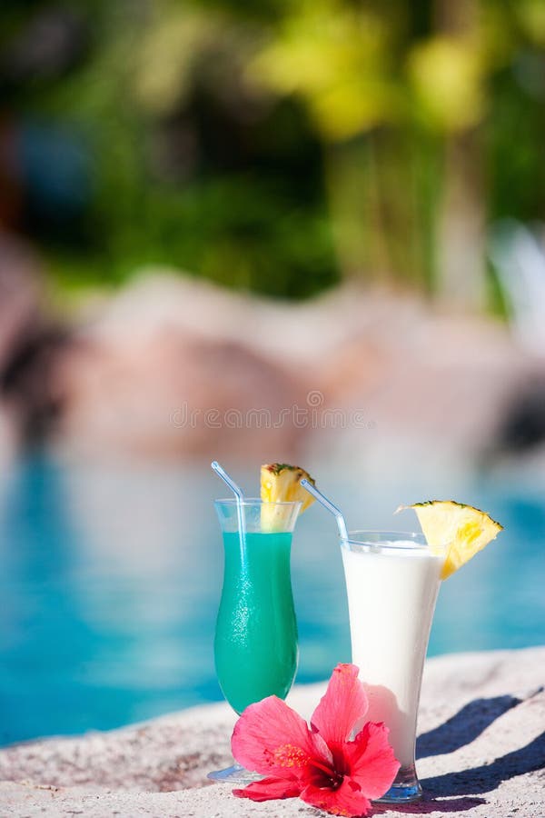 Two tropical cocktails