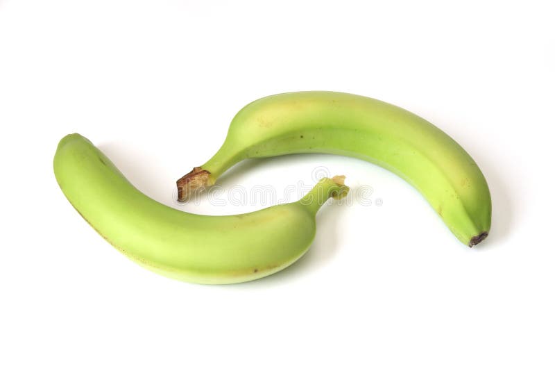 Two unripe bananas