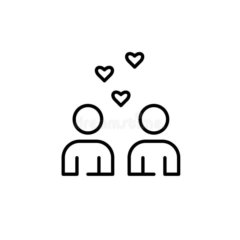 Two users exchanging likes. Finding match on dating app. Romantic relationships. Pixel perfect, editable stroke icon stock illustration Two users exchanging likes. Finding match on dating app. Romantic relationships. Pixel perfect, editable stroke icon stock illustration