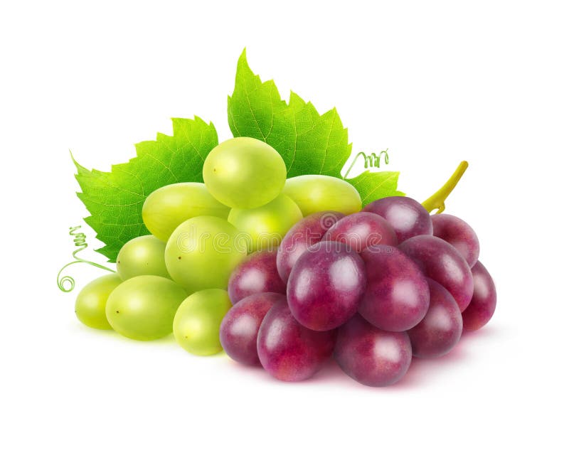 Isolated red and white grapes