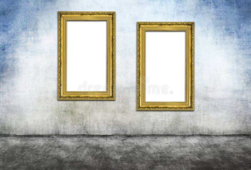 Two vertical golden frames stock image. Image of framing 51368941