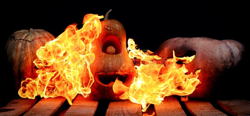 Two Very Scary and Dangerous Halloween Pumpkins, with a Terrible Stock ...