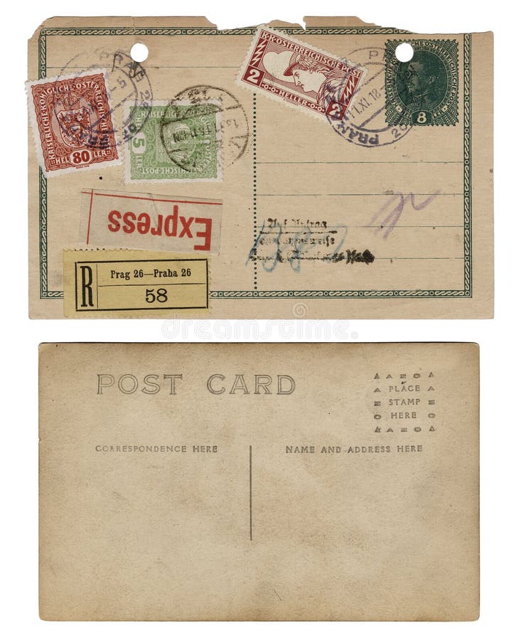 Two Vintage Antique Postcards royalty free stock images Two Vintage Antique Postcards royalty free stock images