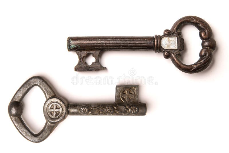 Two vintage keys isolated on white background royalty free stock images Two vintage keys isolated on white background royalty free stock images