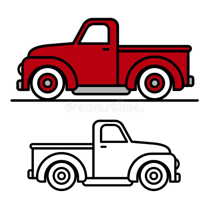 Two Vintage Pick-up Truck Outline Drawings Stock Vector - Illustration of empty, variants: 70611781 Two Vintage Pick-up Truck Outline Drawings Stock Vector - Illustration of empty, variants: 70611781