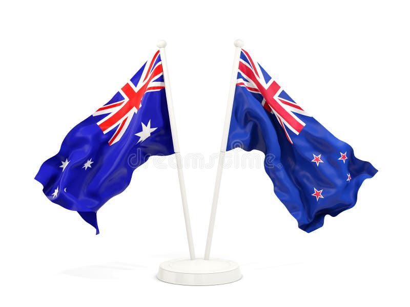 Two waving flags of Australia and new zealand vector illustration