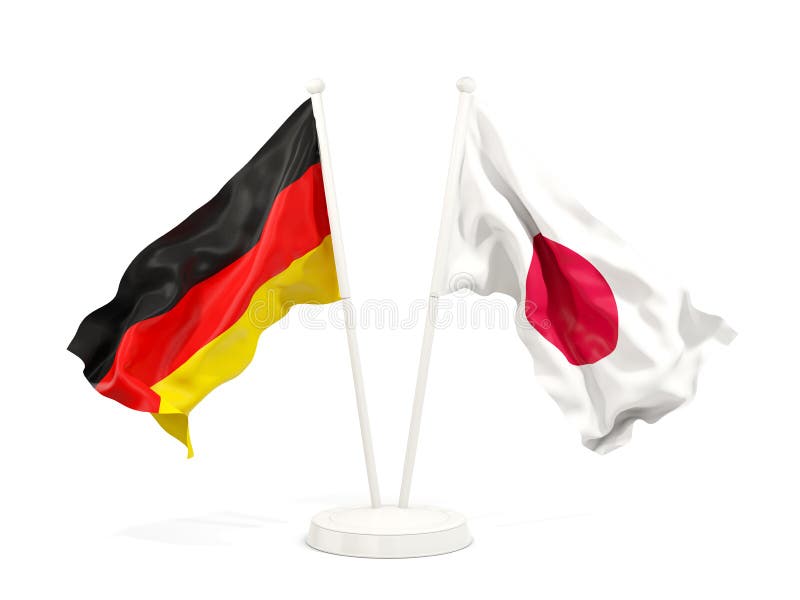 Two waving flags of Germany and japan royalty free illustration