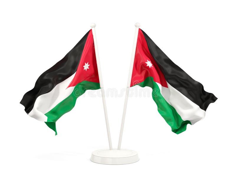 Two waving flags of jordan vector illustration