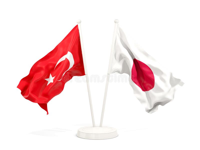 Turkey and Japan Flags, Breaking News, Political Diplomacy Crisis