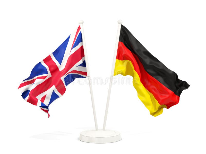 Two waving flags of UK and germany royalty free illustration Two waving flags of UK and germany royalty free illustration