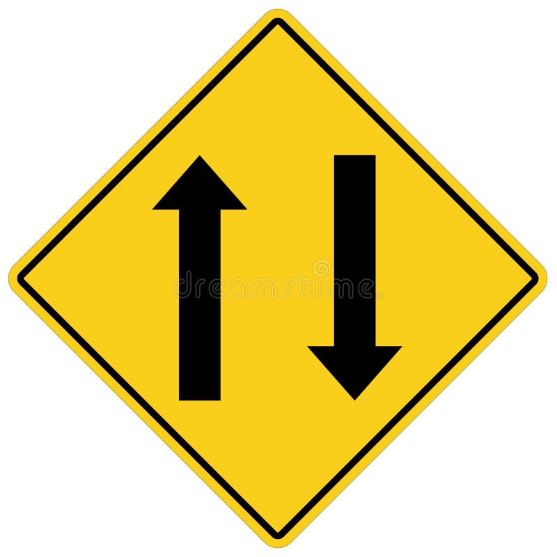 Two way traffic ahead sign on white background. flat style. two way traffic sign for your web site design, logo, app, UI. two way stock illustration Two way traffic ahead sign on white background. flat style. two way traffic sign for your web site design, logo, app, UI. two way stock illustration