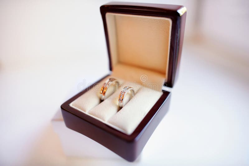 Two wedding rings in a box stock image. Image of jewelry 36189889