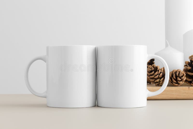 Christmas 2 Mug Mock-up. Two White Blank Coffee Mugs To Add Custom Design  or Quote. Perfect for Businesses Selling Mugs, Just Stock Image - Image of  styled, people: 161523809