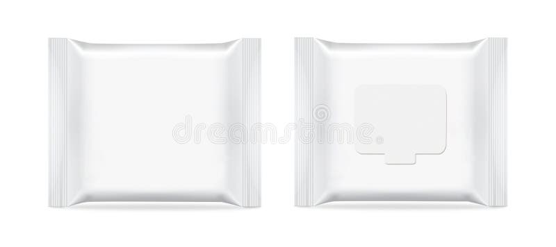 Two white pack of wet wipes. Clean packages without a reusable valve and with a reusable valve. Hygiene product. stock photography