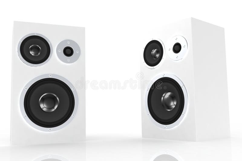 Two white speakers