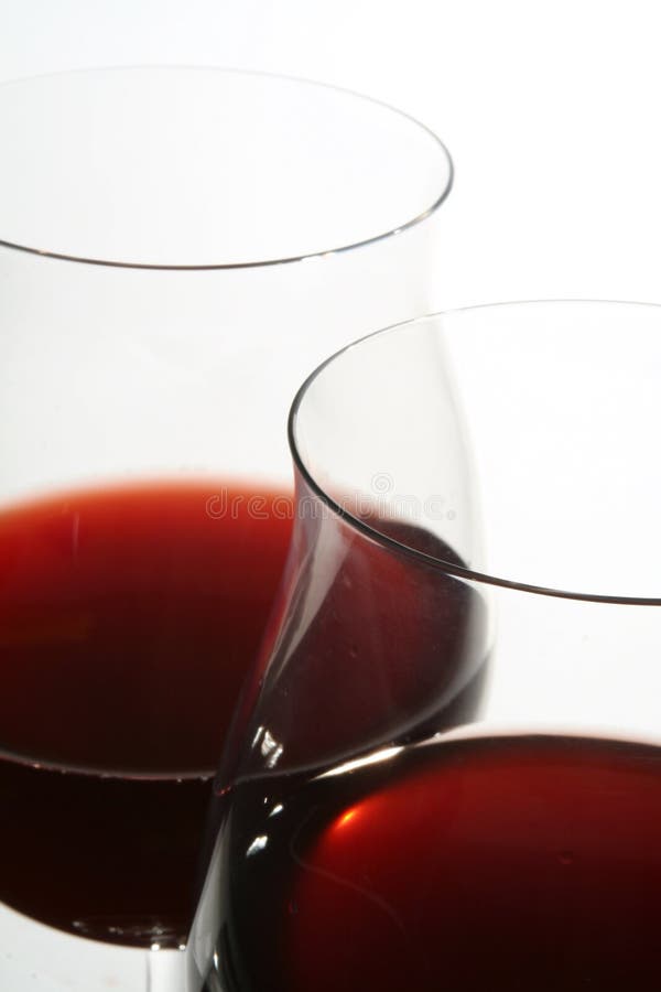 Two wine glasses with red wine