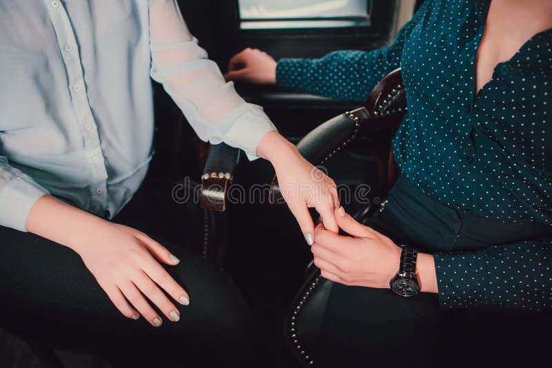 Two woman Lesbian couple holding their hands lesbian concept. stock image