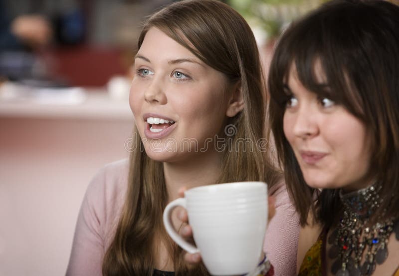 Two women in a Coffee House stock photo
