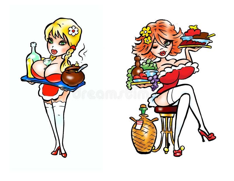 Two women with foods