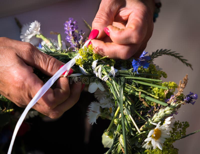 Summer Solstice Wreath of Field Flowers Stock Image - Image of color ...