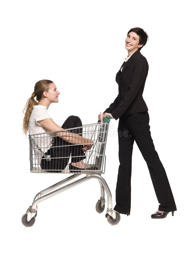 Two women and a shopping cart