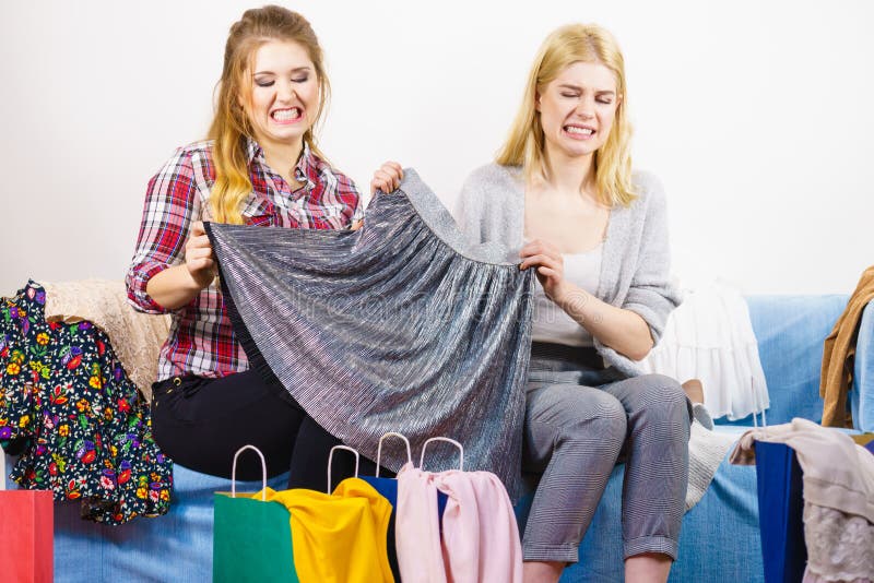 Two Unhappy Female Friends after Shopping Stock Image - Image of women ...