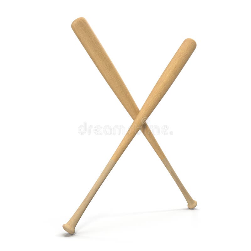 Two Wooden Crossed Baseball Bats Isolated On White Stock Illustration Illustration of baseball