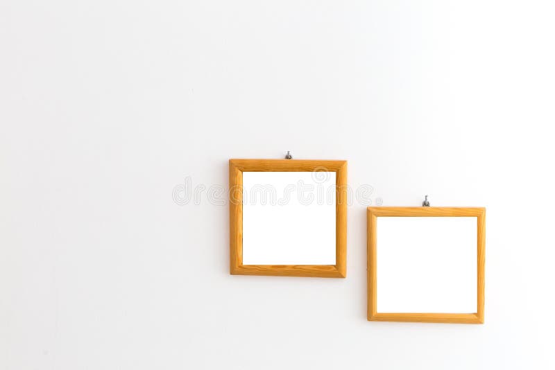 Two Wooden Frames on White Wall. Stock Image Image of space, stained 81738045