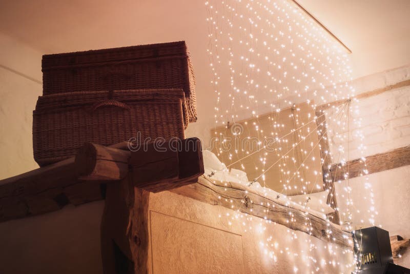 Two Wooden Wicker Laundry Baskets Stock Image Image of decoration