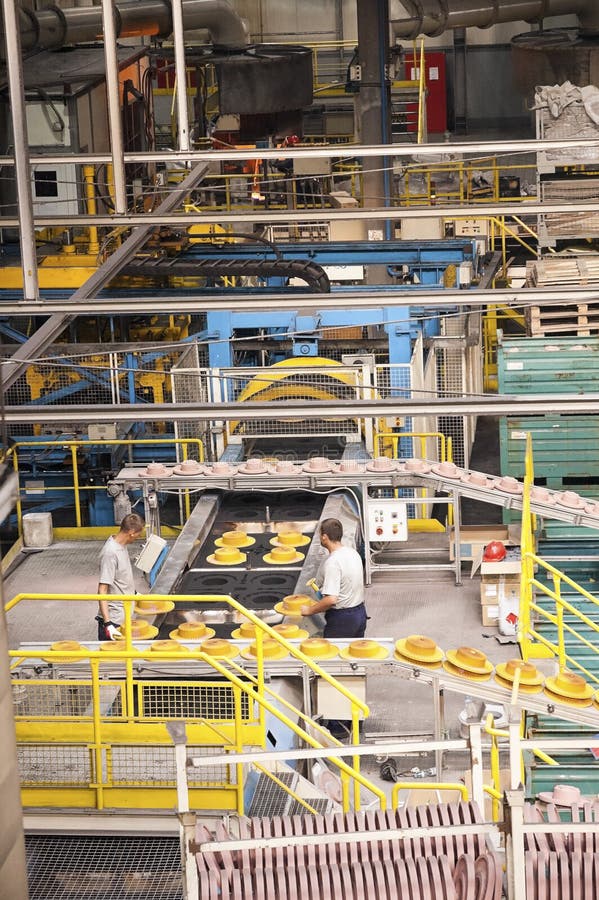 Brake discs' factory stock images