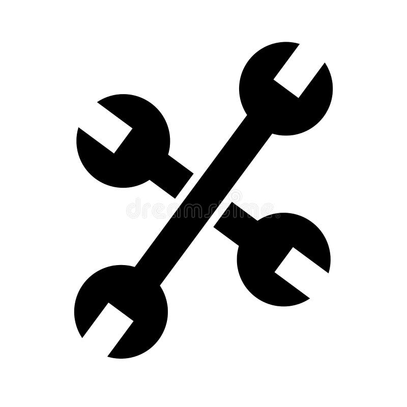 Two Wrenches Silhouette Icon Repair Vector Stock Vector