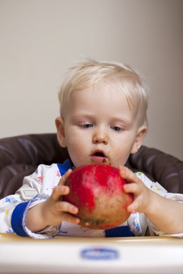 Two Year Baby Boy Sitting at the Dinner Table Stock Photo Image of