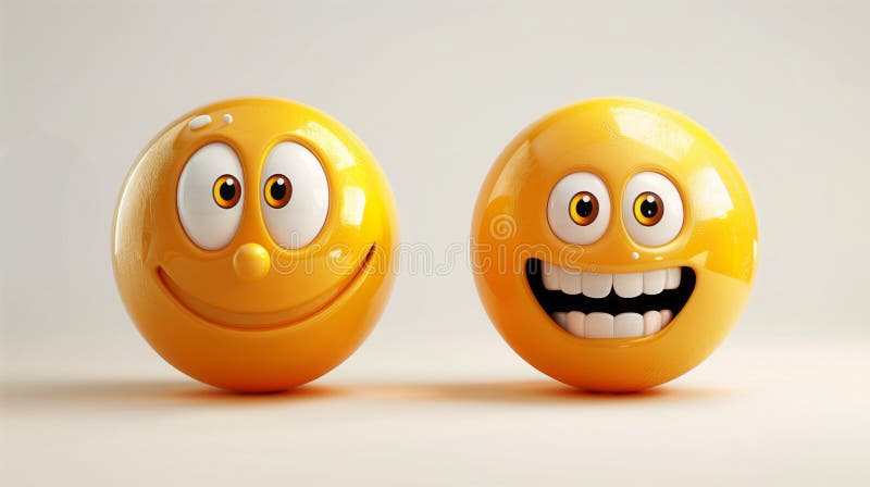Two yellow balls with smiley faces on a white background vector illustration