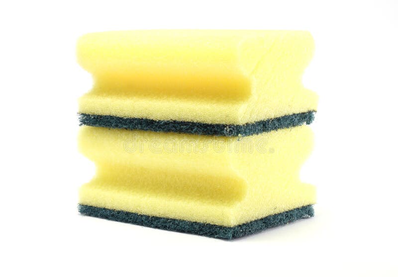Two yellow sponges stock image. Image of housecleaning 23186219