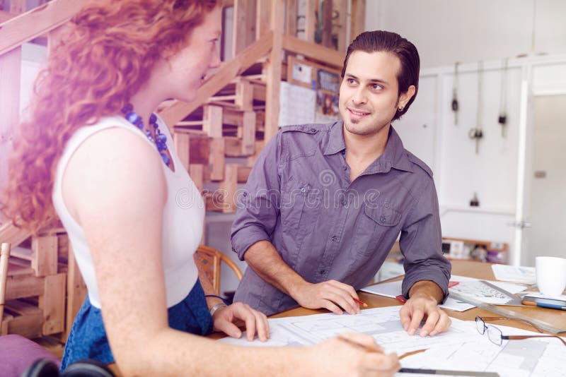Two Young Architects in Office Stock Photo Image of architectural