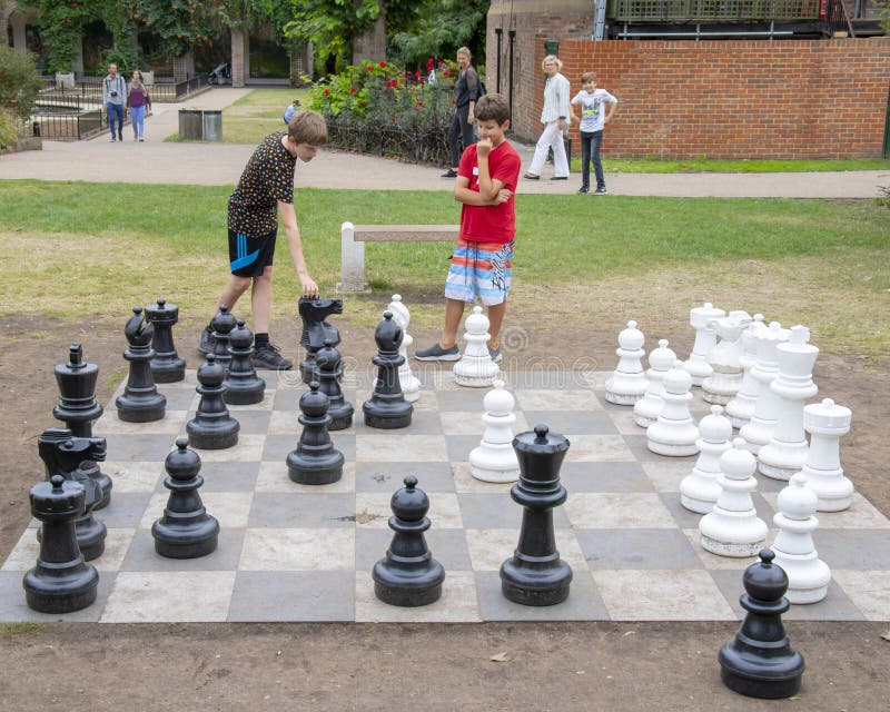 Two Young Boys Playing Outdoor Chess Editorial Stock Photo - Image of ...